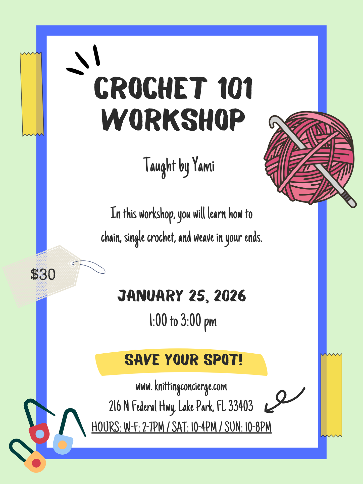 Crochet 101 - Jan 25th 1-3pm